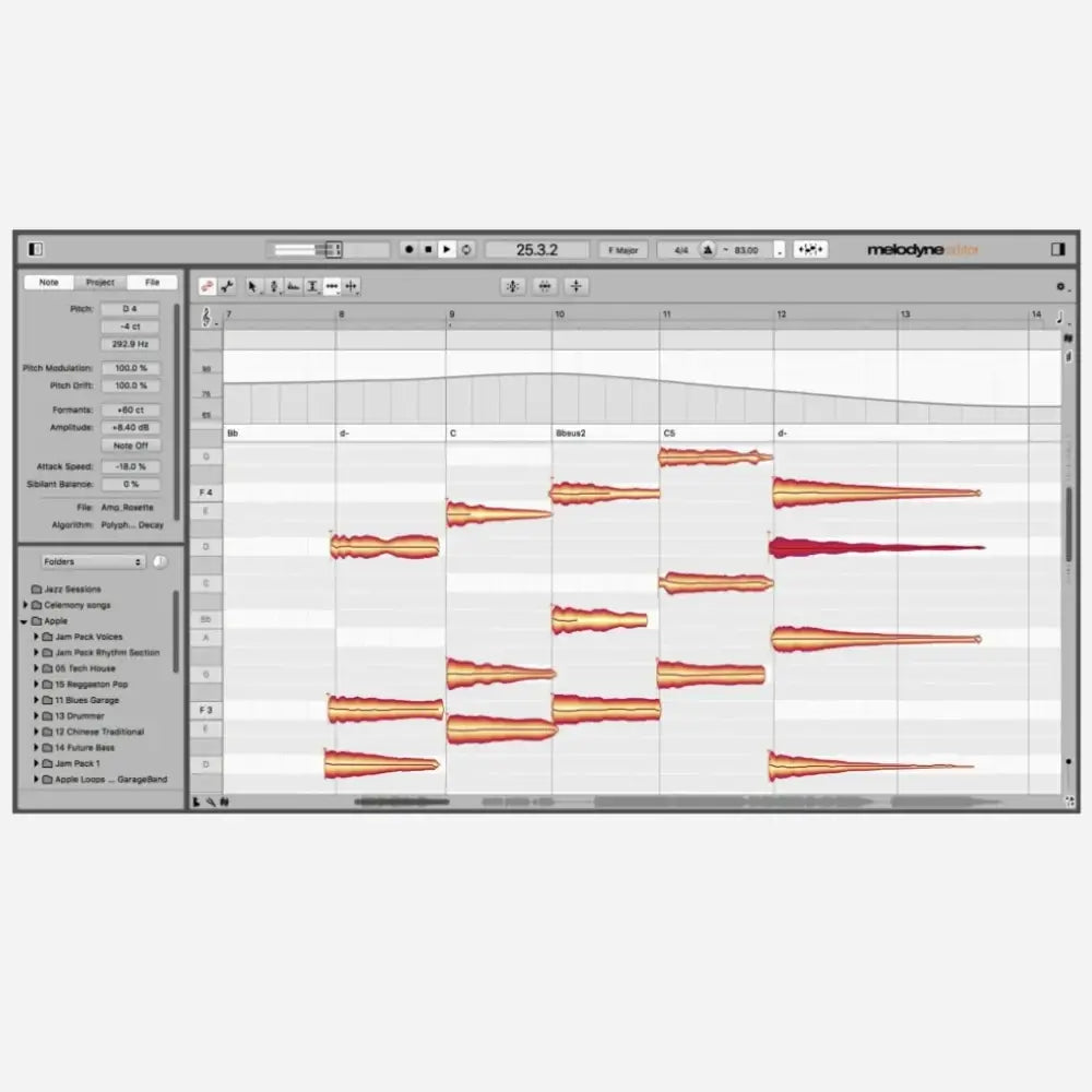 Melodyne 5 Editor Software Interface