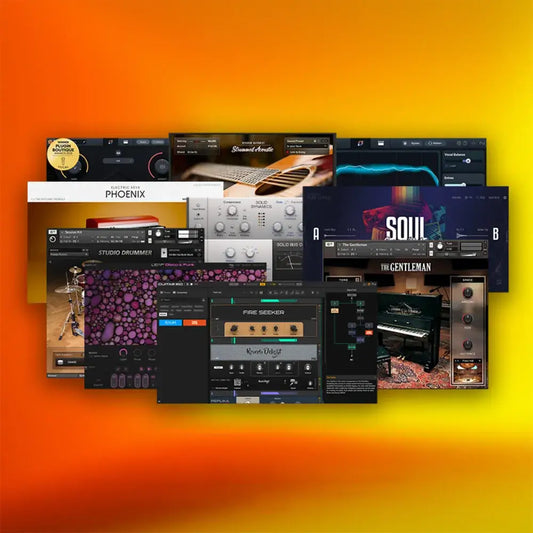 Native Instruments Komplete 26 Select showcase of instruments and studio effects software for music production.