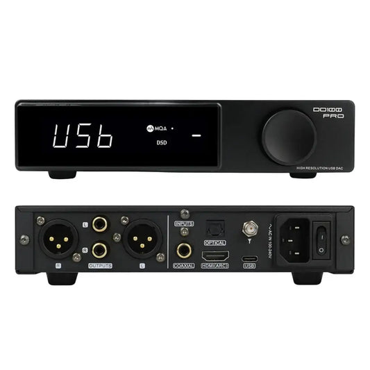 SMSL DO100 Pro Balanced HiFi DAC showing front and rear panel with input and output connections.