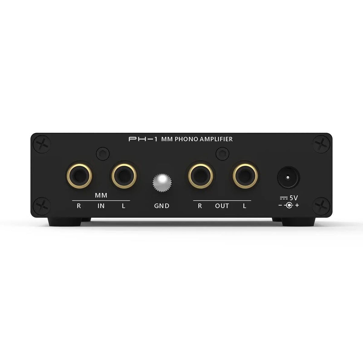 SMSL PH-1 MM Phono Amplifier front view with input and output connections.