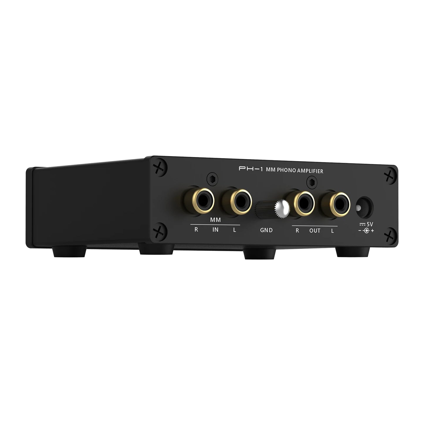 SMSL PH-1 MM phono preamp rear view showing inputs and outputs for high-quality audio performance.