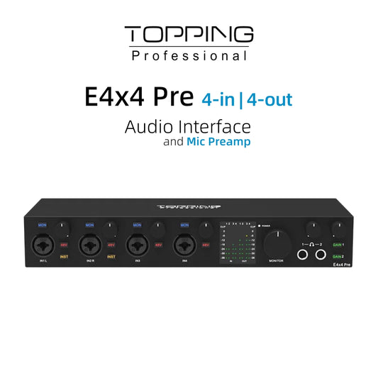 TOPPING E4x4 Pre 4-in 4-out audio interface and mic preamp for professional studio recording