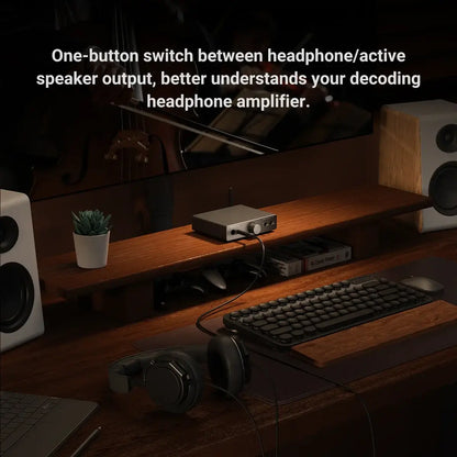 AIYIMA DAC-A7 All-in-one Headphone Amp with one-button switch between headphone and active speaker output.