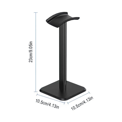 Black stand with dimensions labeled on a white background