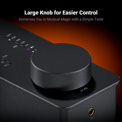 Fosi Audio SK02 large knob for easier control, enhancing musical experience with a simple twist.