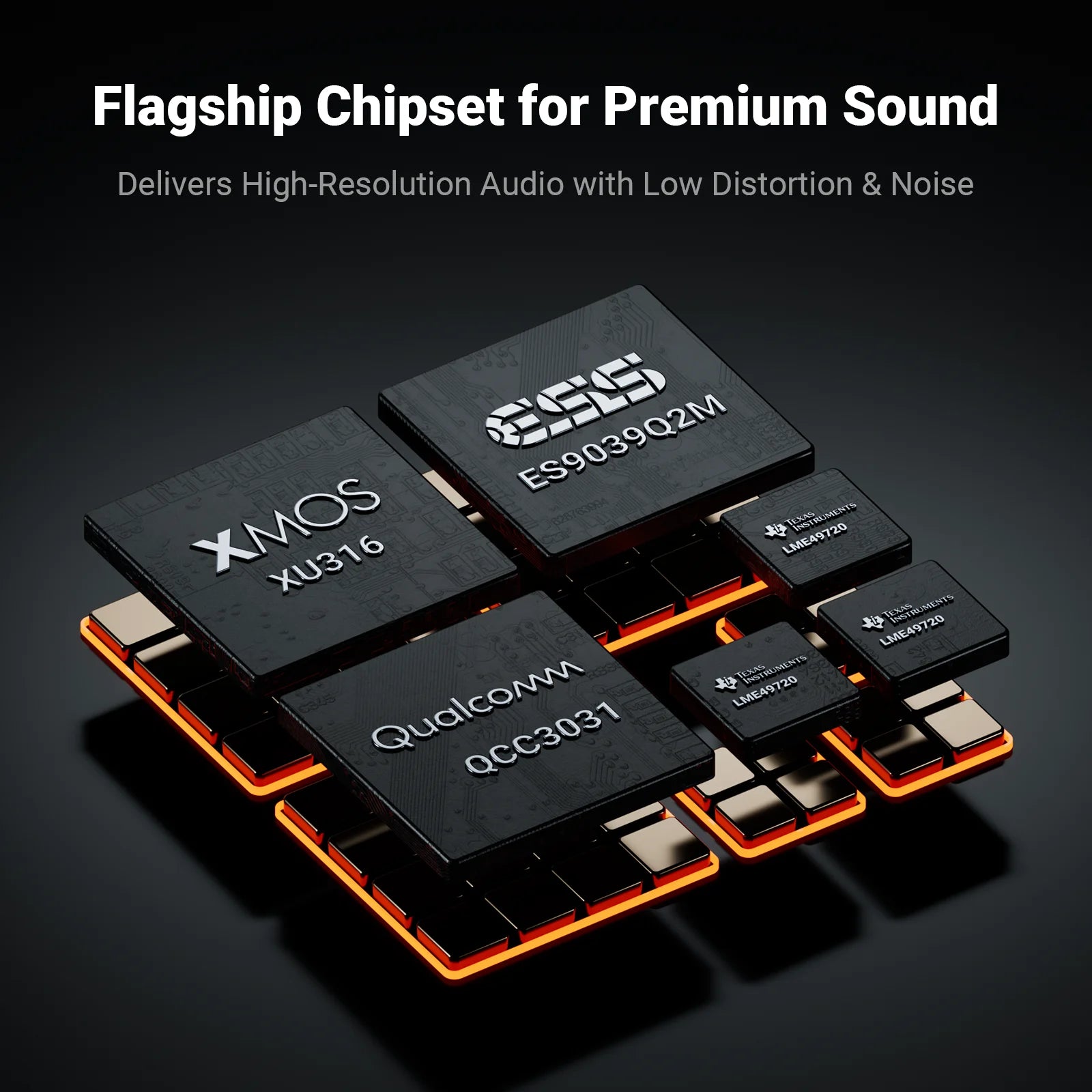 Fosi Audio ZD3 balanced DAC preamp showcasing flagship chipset ES9039Q2M for high-resolution audio performance.