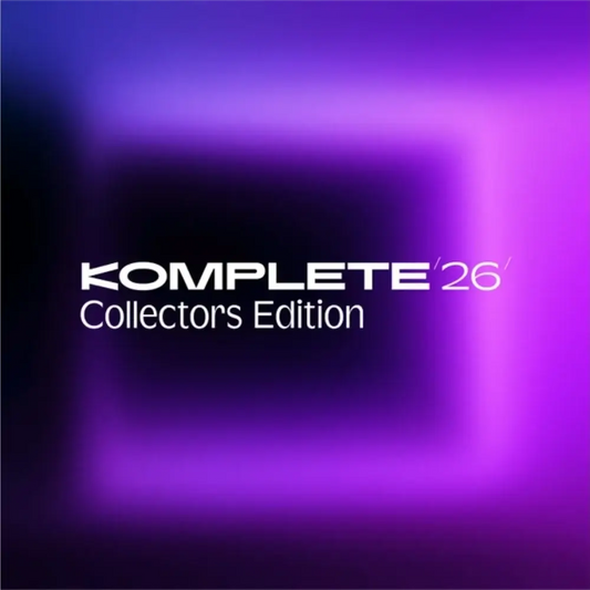 Native Instruments Komplete 26 Collector's Edition logo on a colorful gradient background.