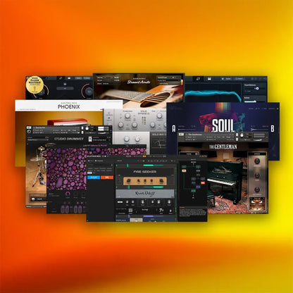 Native Instruments Komplete 26 Select showcase of instruments and studio effects software for music production.