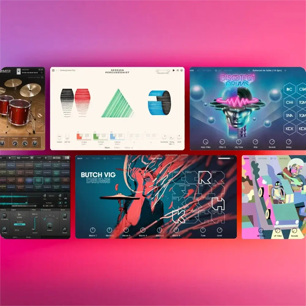 Native Instruments Komplete 26 Standard featuring various music production plugins and interfaces on a colorful background.