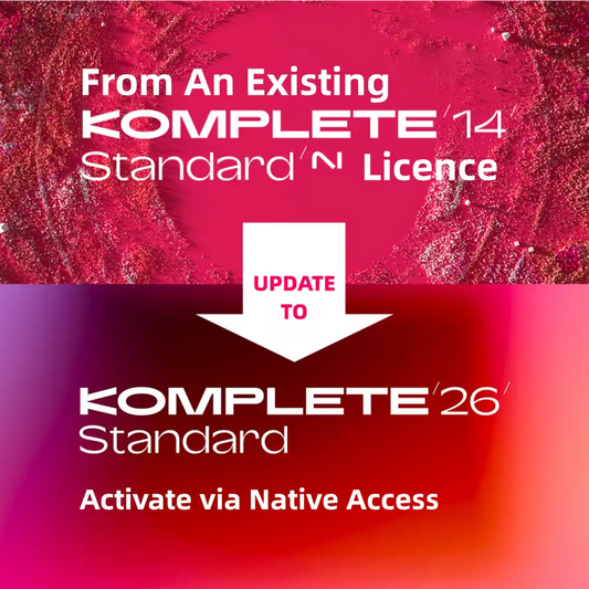 Update from KOMPLETE 14 Standard Licence to KOMPLETE 26 Standard, activate via Native Access.