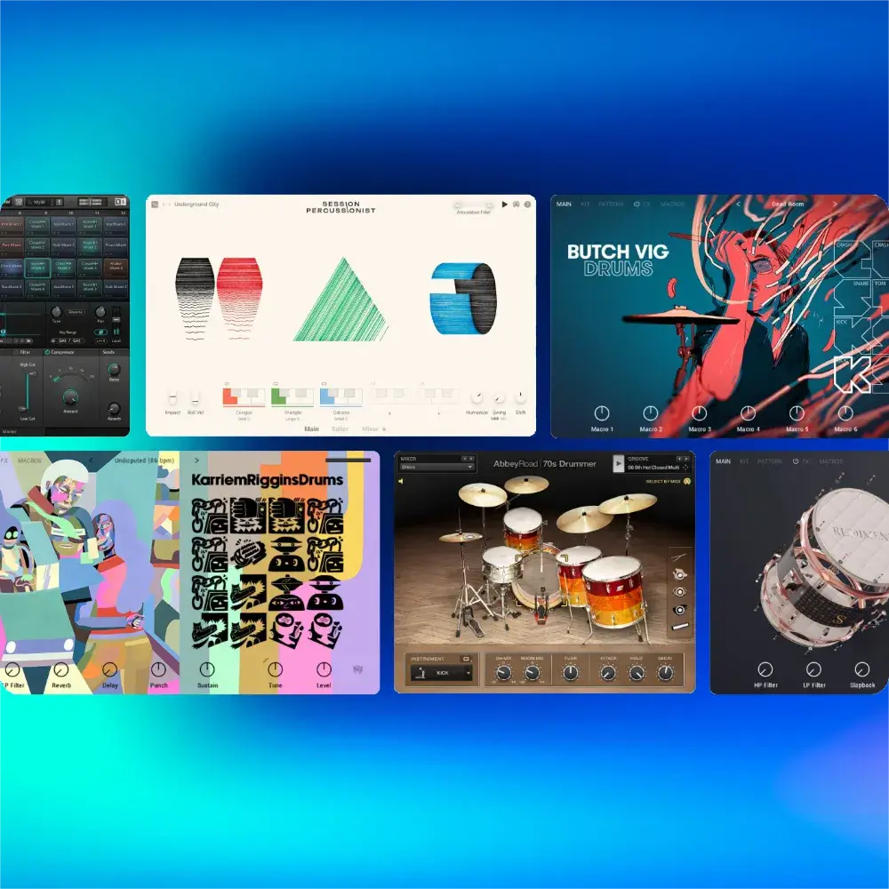 Image showcasing Native Instruments Komplete 26 Ultimate features, including various music production tools and plugins.