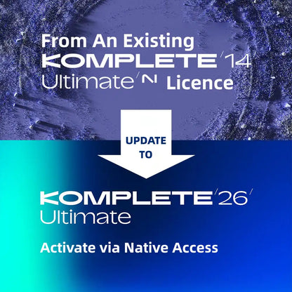 Update from KOMPLETE 14 to KOMPLETE 26 Ultimate license available through Native Access.
