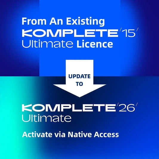 Update from Komplete 15 Ultimate to Komplete 26 Ultimate with Native Access for Native Instruments.