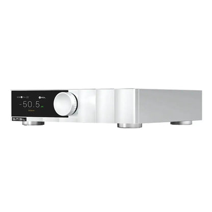 SMSL D200 MQA Balanced HiFi DAC with ROHM BD34352EKV chip in sleek silver design.