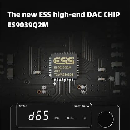 SMSL D-6s featuring the ESS ES9039Q2M high-end DAC chip on a circuit board.