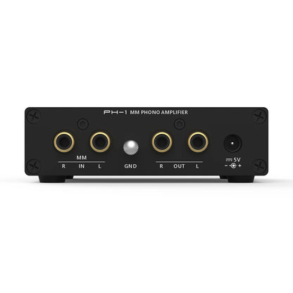 SMSL PH-1 MM Phono Amplifier front view with input and output connections.