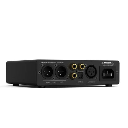 SMSL SU-2 balanced AES-DAC preamp back panel showcasing digital inputs and outputs.