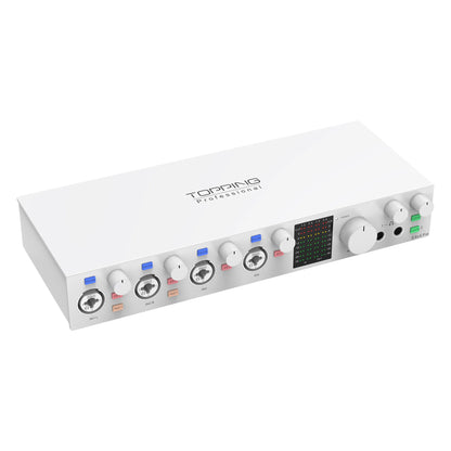 TOPPING E4x4 Pre Professional Audio Interface for Studio Recording with ultra-linear preamps and Type-C connectivity, white version