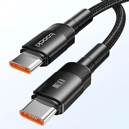 Toocki Black USB-C cable with connectors on a light grey background